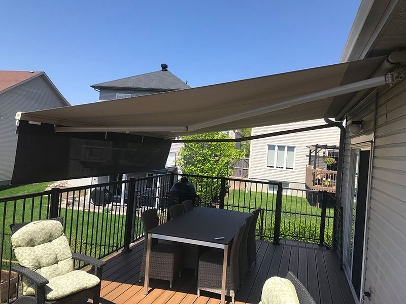 house with retractable awning