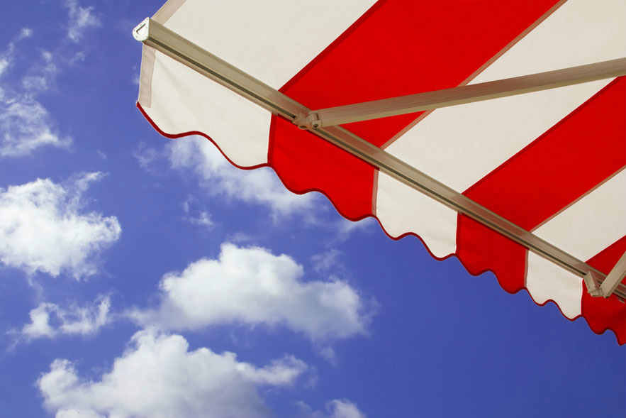 red and white awning