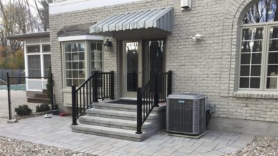 aluminum awning over front door
