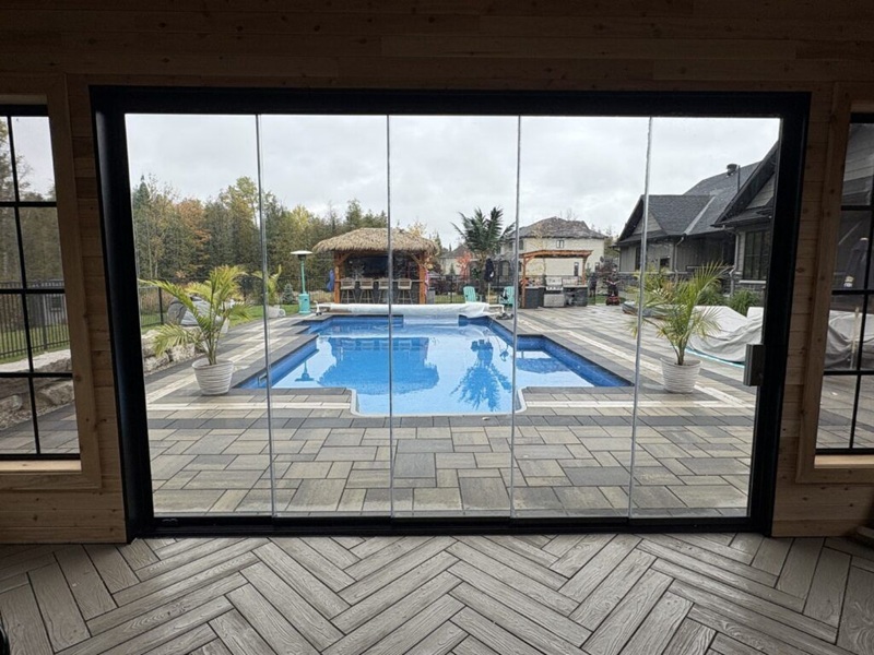 Pool View from glass framed porch